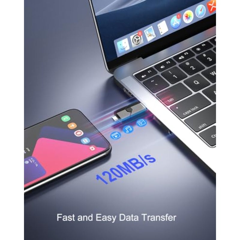 2 in 1 USB C Stick USB 3.0 Flash Drive Retractable USB Type-C Memory Stick USB C and A Thumb Drive for iPhone 15 iPad Pro Android Smartphone Laptop PC - Image 3