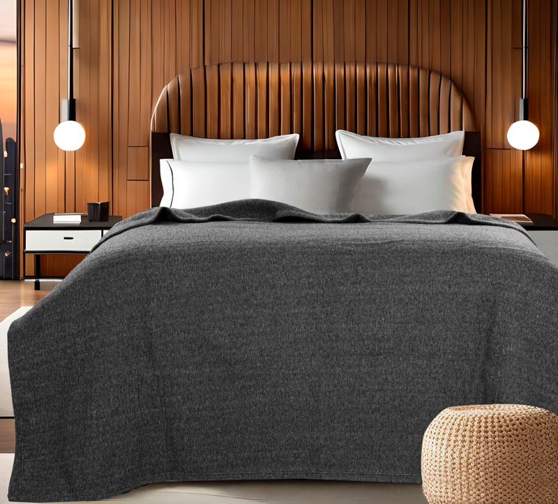 MAMRAJ Woolen Blanket Warm and Super Soft Heavy Weight Single Bed Blankets for Heavy Winter ||Breathable, Skin Friendly || 152 x 225 cm || Charcoal Grey (10) - Image 5