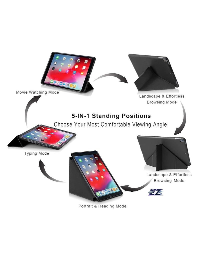 ELTRAZONE iPad 10.2 Inch Case – Compatible with iPad 9th Generation 2021, iPad 8th Generation 2020 & iPad 7th Generation 2019 – 5-in-1 Multiple Viewing Angles, Auto Wake/Sleep, Soft Back Cover, Black - Image 2