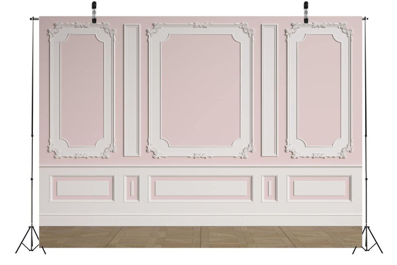 BELECO 7x5ft Fabric Vintage Room Backdrop Classic Interior Pink White Wall Background European Frame Castle House Empty Living Room Wallpaper Birthday Wedding Party Decor Kids Adults Photo Props - Image 4