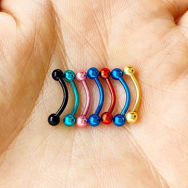 10 Pcs/Pack Stainless Steel Colorful Eyebrow Nails Round Titanium Steel Nose Nails Curved Rod Lip Nail Body Piercing Jewelry Trendy Style - Image 5