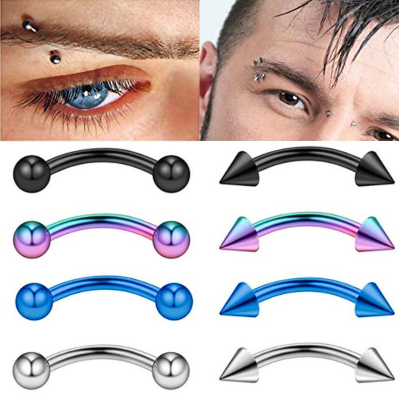 10 Pcs/Pack Stainless Steel Colorful Eyebrow Nails Round Titanium Steel Nose Nails Curved Rod Lip Nail Body Piercing Jewelry Trendy Style - Image 3