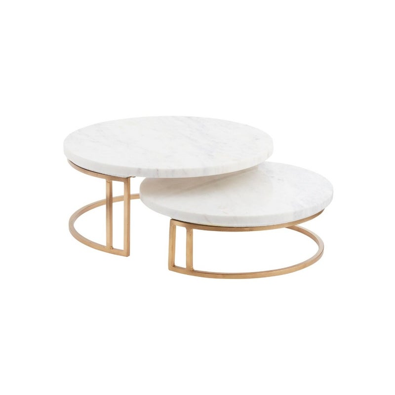 Round Marble Tray Stand Set Of 2 Pcs White - Image 3
