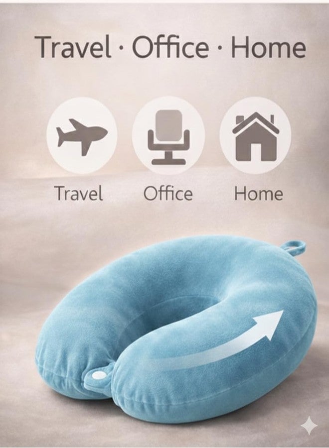AUTOUNIKO Micro-Fiber Neck Rest for Car, Flight,Office, Home & Train Neck Pillow (Sky Blue) - Image 3