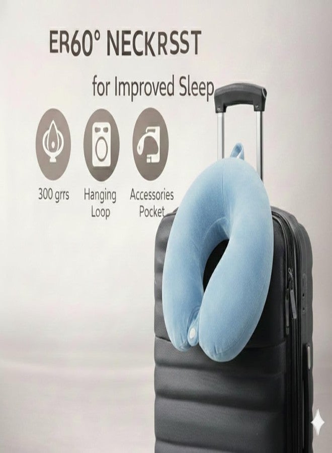 AUTOUNIKO Micro-Fiber Neck Rest for Car, Flight,Office, Home & Train Neck Pillow (Sky Blue) - Image 5