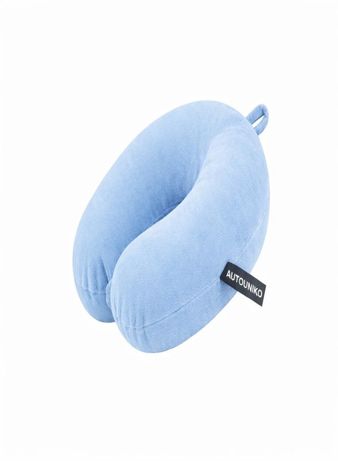 AUTOUNIKO Micro-Fiber Neck Rest for Car, Flight,Office, Home & Train Neck Pillow (Sky Blue) - Image 1