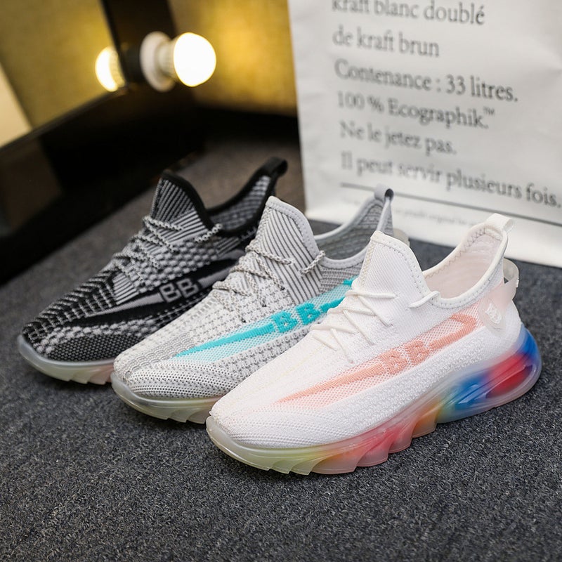 Women's High Top Sneakers Breathable Knitted Casual Sports Shoes - Image 4