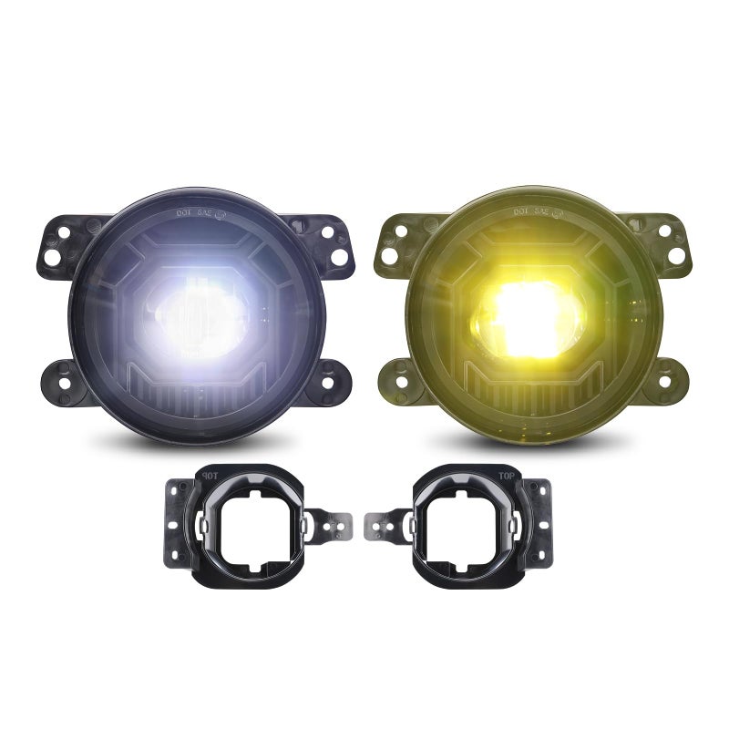 OPP ULITE JL Led Fog Lights White Yellow for Jeep JL Wrangler 20182022 JL JLU Unlimited Sport Rubicon Sahara 60W Plug And Play 4inch Led Work Driving Lights with 2 Bracket 2pc Pack - Image 2