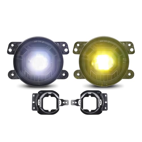 OPP ULITE JL Led Fog Lights White Yellow for Jeep JL Wrangler 20182022 JL JLU Unlimited Sport Rubicon Sahara 60W Plug And Play 4inch Led Work Driving Lights with 2 Bracket 2pc Pack - Image 1