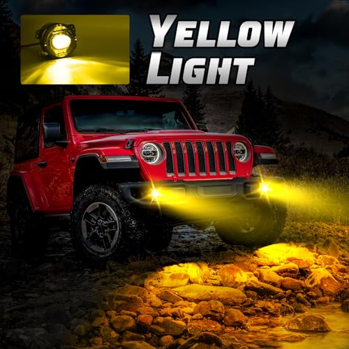 OPP ULITE JL Led Fog Lights White Yellow for Jeep JL Wrangler 20182022 JL JLU Unlimited Sport Rubicon Sahara 60W Plug And Play 4inch Led Work Driving Lights with 2 Bracket 2pc Pack - Image 3