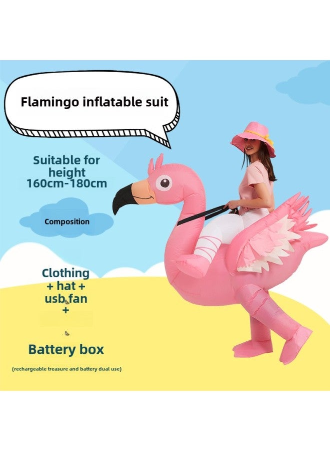 Children's Funny Costume Festival Performance Parent-Child Cartoon Pug Dress Up Doll Props Puppy Inflatable Year Gift-Color:Flamingo—adult  - Image 1