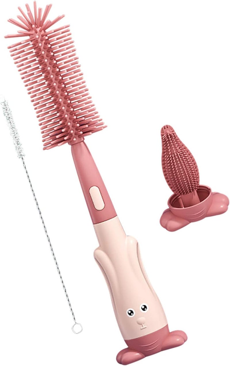 comfrt 3-in-1 Baby Bottle Brush Silicone Rotary Bottle Washing Brush Straw Brush Pacifier Brush Set Water Cup Cleaning Brush - Image 1