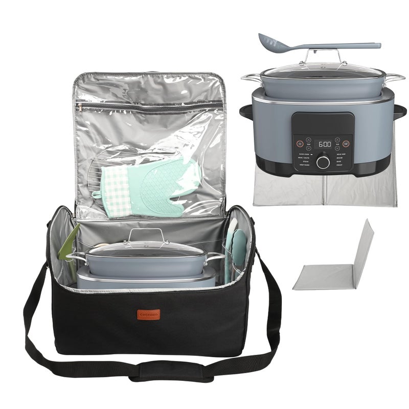 CROTIRAD Carrying Bag Fits Ninja Slow Cooker with Bottom Pad Bag with Shoulder Strap Compatible with Ninja Foodi Possible Cooker Pro MC1001 MC1010 MC1000 Black - Image 2