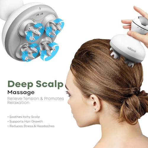 adomii Electric Scalp Massager Cordless Waterproof Handheld Head Hair Massage Massager 84 Kneading Nodes PetFriendly Cat Massager Ideal Gift - Image 3