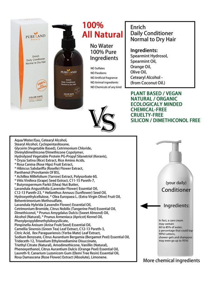 Pureland - Beauty Enrich Daily Conditioner All Natural Hair Conditioner For Color Serviced And Coarse Hair Dry Hair Salon Deep Treatments 8.5 Fl Oz. - Image 1