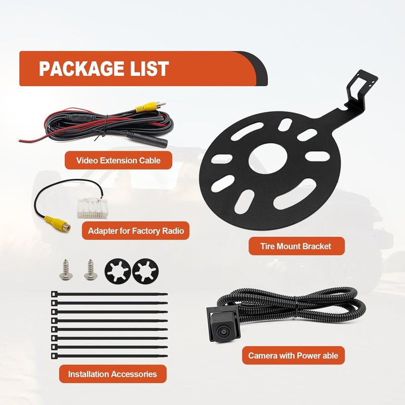 Vrasly Spare Tire Backup Camera for Jeep Wrangler 2007-2018 - Waterproof Wide Angle with OEM Monitor Adapter - Image 2
