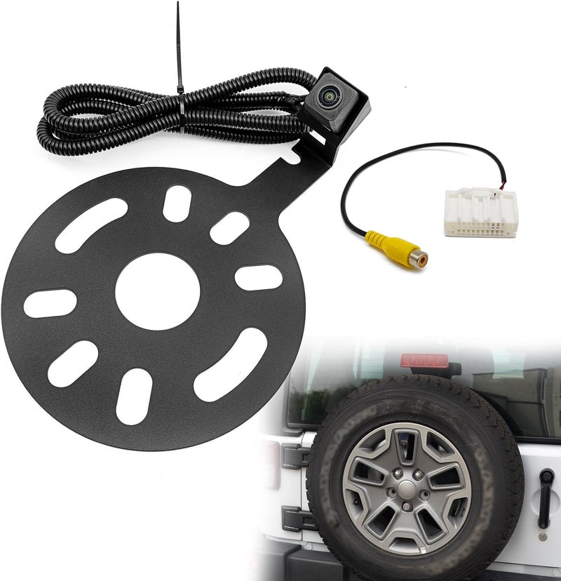Vrasly Spare Tire Backup Camera for Jeep Wrangler 2007-2018 - Waterproof Wide Angle with OEM Monitor Adapter - Image 1