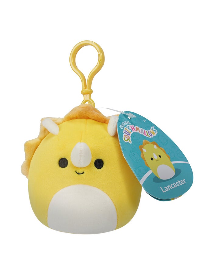 Squishmallows - Little Plush 3.5 inch Clip-On Lancaster Yellow Triceratops Officially Licensed Kellytoy Plush Toy Colorful Soft Gift for Kids Girls & Boys Washable Squishy Stuff Toy Multicolor All Age - Image 1