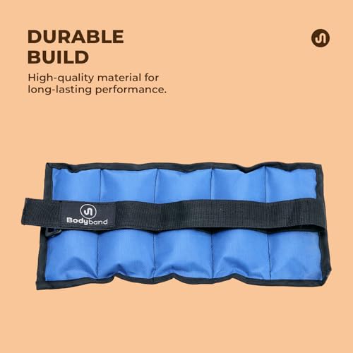 Bodyband أوزان كاحل بادي باند 1 كجم × 2 قطعة أوزان معصم حزام للجيم كاحل وزن كوف وزن الساق للرجال والنساء لتدريب الساقين، تمرين أوزان كوف للجيم مقاومة - أزرق، 1 كجم × 1 زوج - Image 5