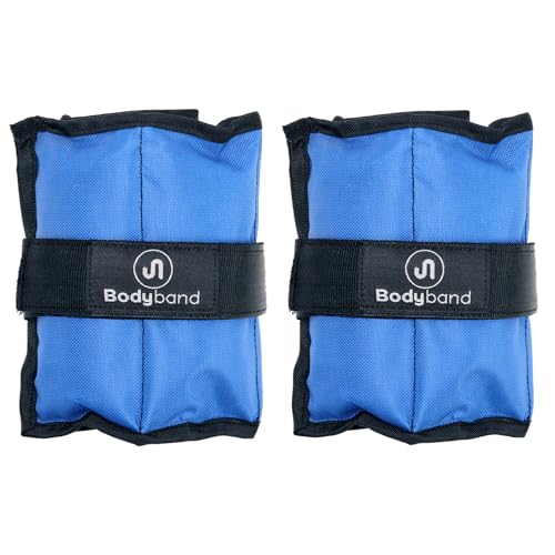 Bodyband أوزان كاحل بادي باند 1 كجم × 2 قطعة أوزان معصم حزام للجيم كاحل وزن كوف وزن الساق للرجال والنساء لتدريب الساقين، تمرين أوزان كوف للجيم مقاومة - أزرق، 1 كجم × 1 زوج - Image 1