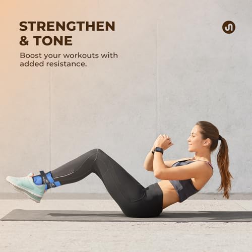 Bodyband أوزان كاحل بادي باند 1 كجم × 2 قطعة أوزان معصم حزام للجيم كاحل وزن كوف وزن الساق للرجال والنساء لتدريب الساقين، تمرين أوزان كوف للجيم مقاومة - أزرق، 1 كجم × 1 زوج - Image 3