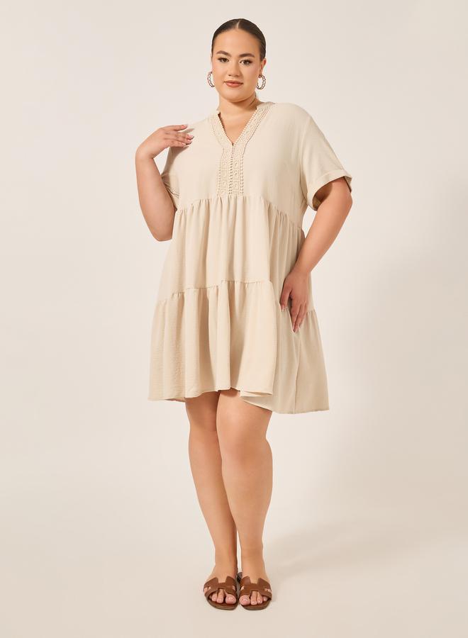 Styli Tiered Crochet Mini Dress  - Image 3