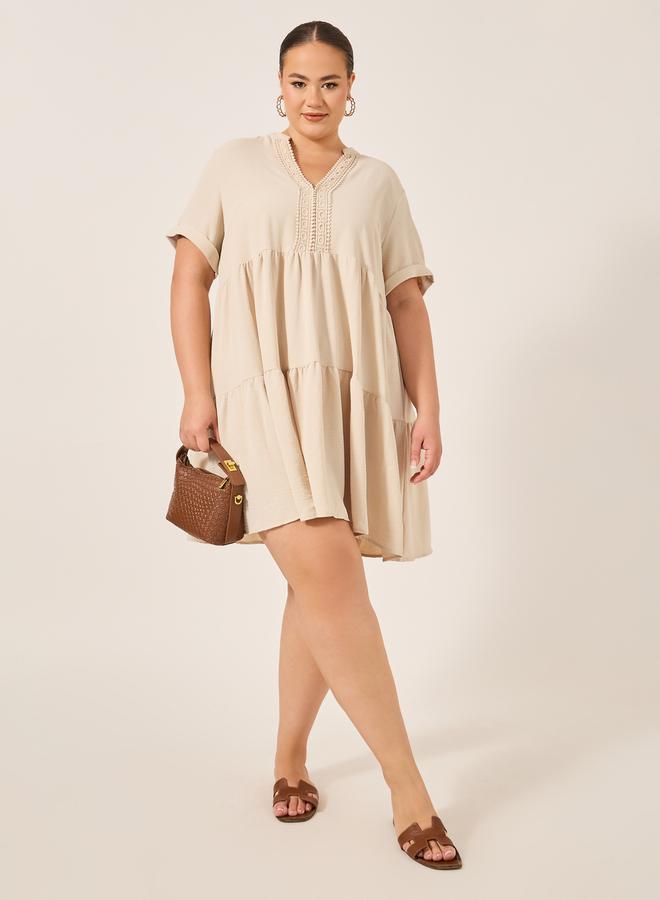 Styli Tiered Crochet Mini Dress  - Image 2