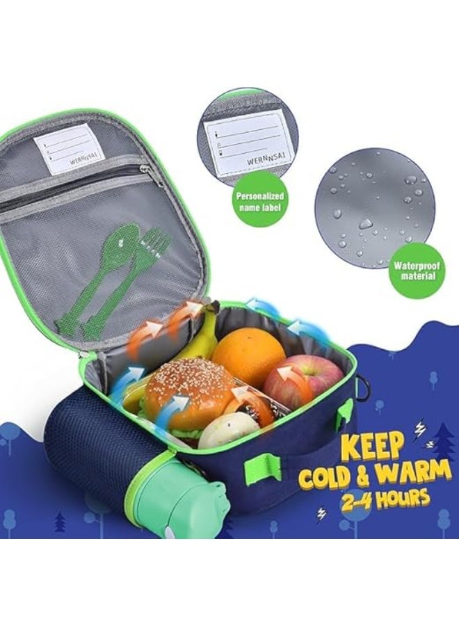 3D Cute Dinosaur Insulated Lunch Box, School, Picnic Waterproof Reusable Tote Bag With Detachable Crossbody Strap, Lunch Box Fit Inside - Image 2