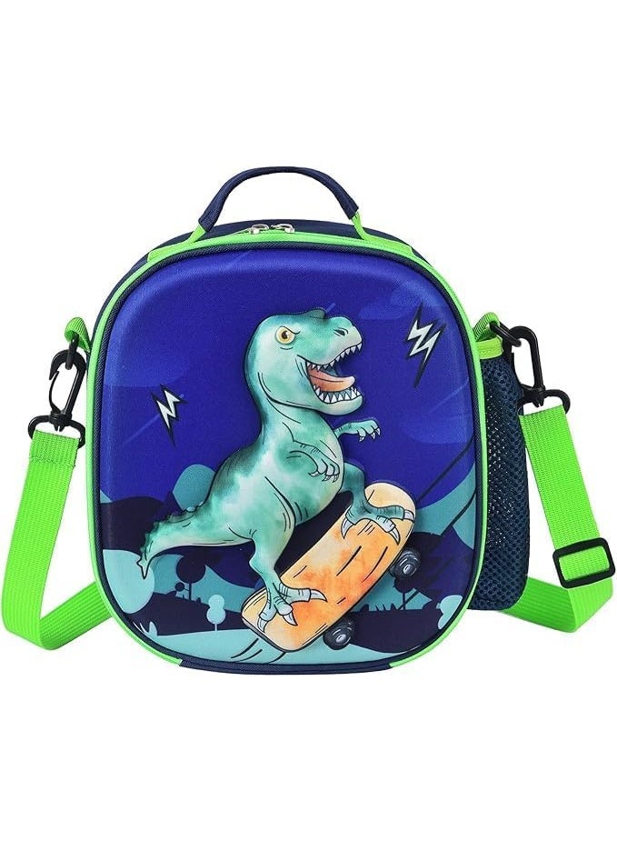 3D Cute Dinosaur Insulated Lunch Box, School, Picnic Waterproof Reusable Tote Bag With Detachable Crossbody Strap, Lunch Box Fit Inside - Image 3
