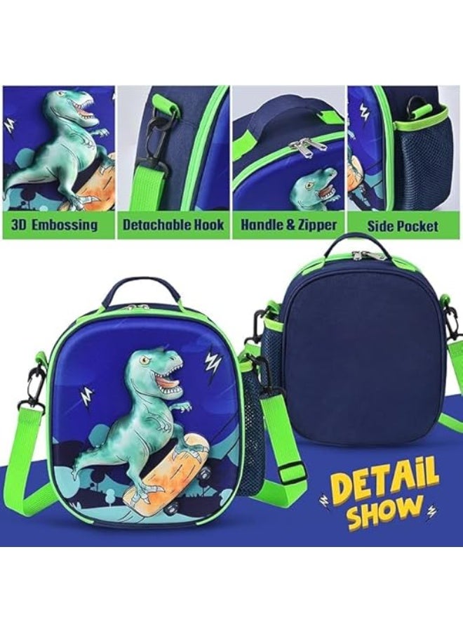 3D Cute Dinosaur Insulated Lunch Box, School, Picnic Waterproof Reusable Tote Bag With Detachable Crossbody Strap, Lunch Box Fit Inside - Image 1