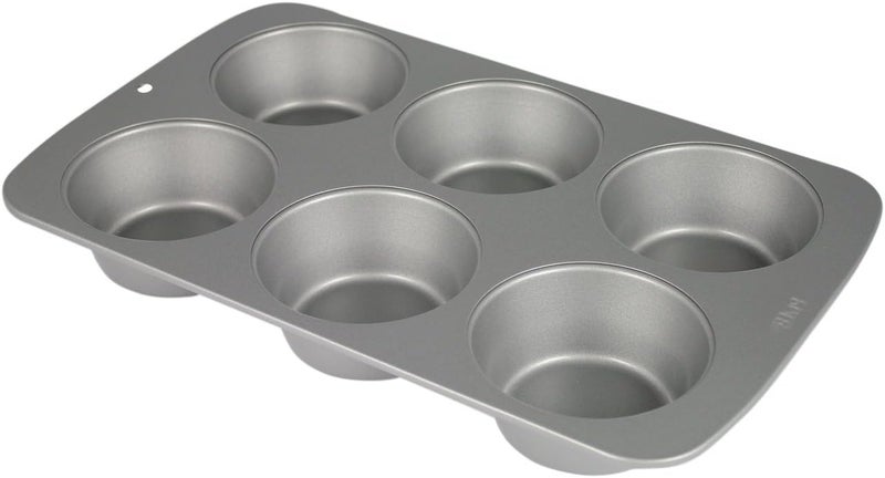PME CSB109 Carbon Steel Non-Stick 6 Large Cup Muffin Pan, Grey - Image 3