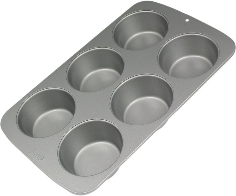PME CSB109 Carbon Steel Non-Stick 6 Large Cup Muffin Pan, Grey - Image 2