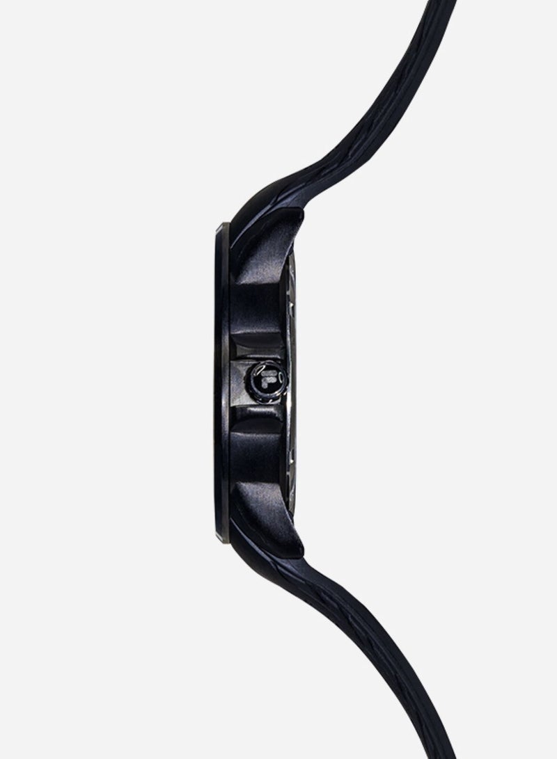 Fila Active Unisex Analog Watch Black Alloy Case Black/Red Dial Black Silicone Strap , 38-170-201, size 43mm - Image 3