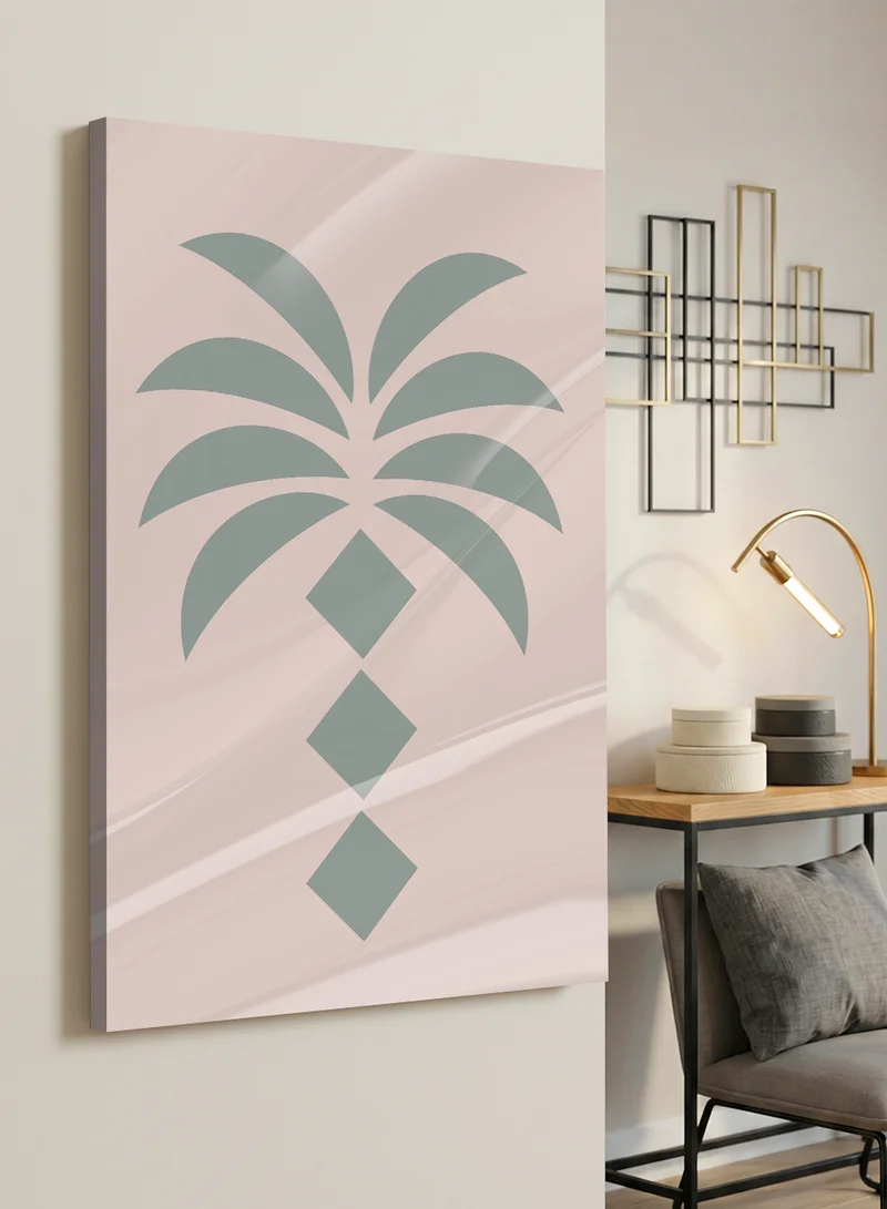 Lowha Canvas Wall Art Stretched Over Wooden Frame with Palm Design
