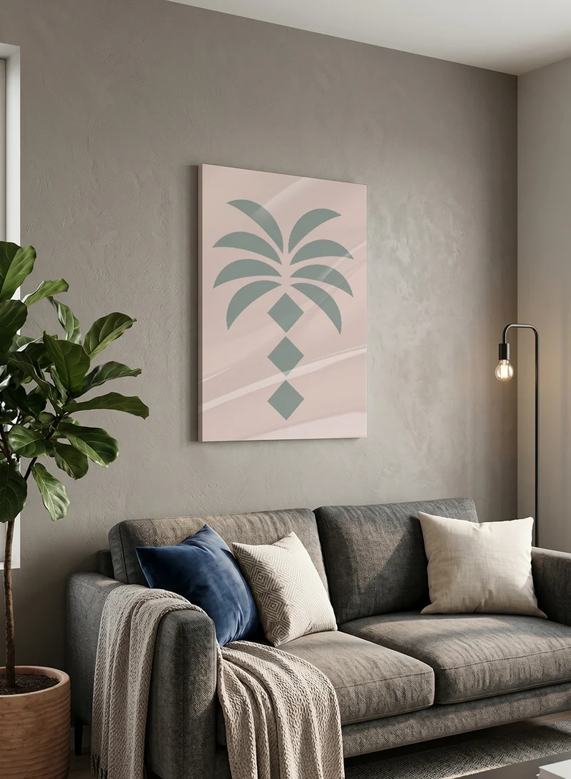 Lowha Canvas Wall Art Stretched Over Wooden Frame with Palm Design