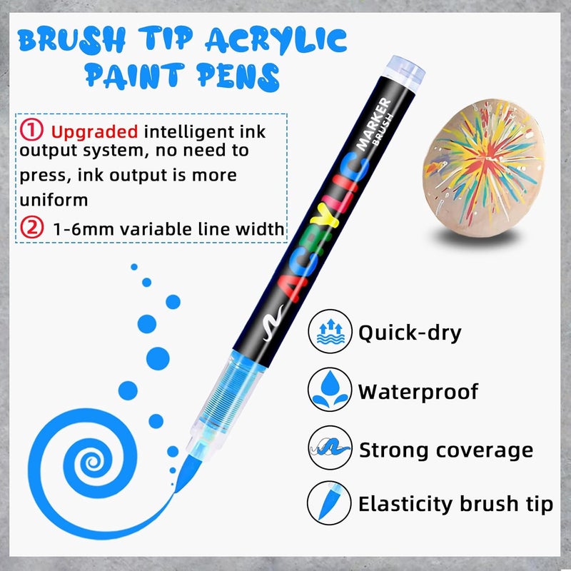 Kandid 12 Colors Acrylic Paint Pens - Soft Brush Tip Acrylic Markers for Multi-Surface Art - Image 2