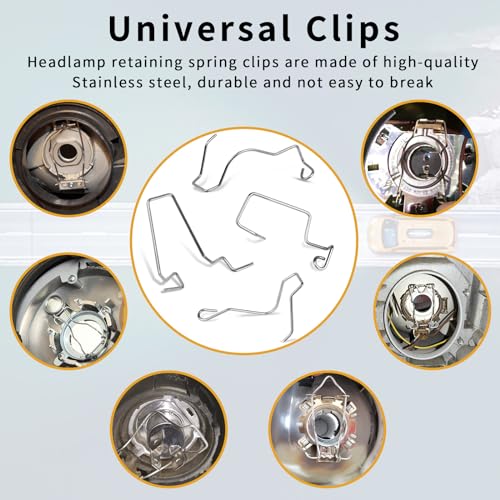 TEANTECH Universal Headlight Retainer Spring Clips Clamp Headlamp Dip Dipped Beam Bulb Holder Clips for H1/H3/H4/H7 - Image 4