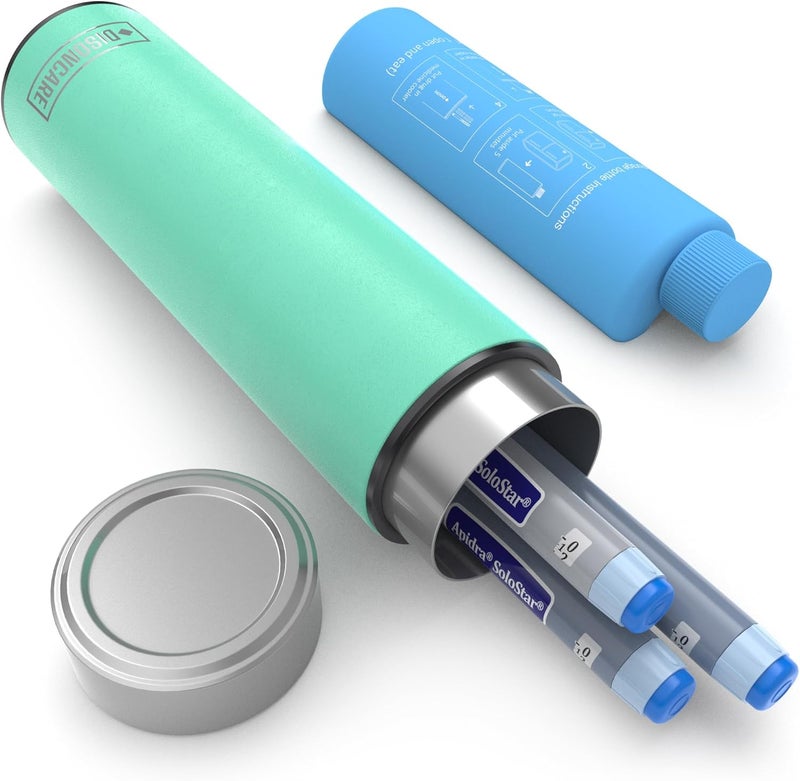 DISONCARE Odyssey 60H Medication Cooler Travel Case for Temperature-Sensitive Medications, Insulated Cooling Bag for Travel with Gel Cooling Bottle and Info Tag (Cyan) - Image 1