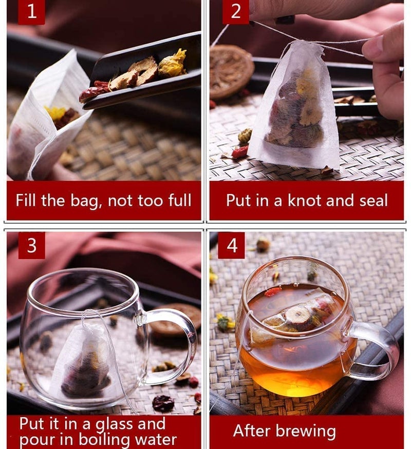 fenshine 400pcs Disposable Tea Bags for Loose Leaf Tea, Biodegradable Tea Filter Bags with Drawstring, Corn Fiber Empty Tea Bags for Loose Leaf Tea - Image 4