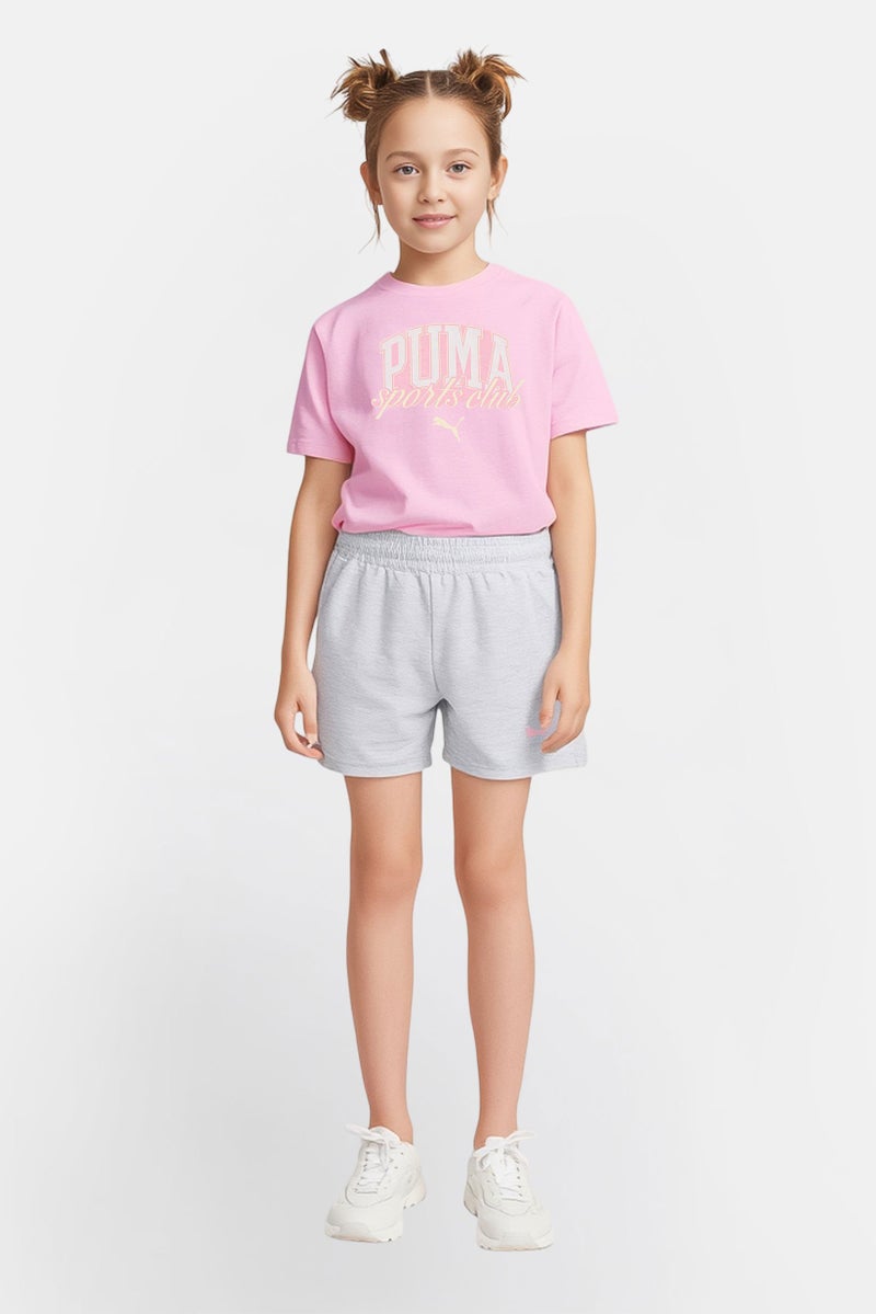 PUMA طقم تي شيرت وسروال قصير مطبوع للأطفال البنات 2 قطعة، متعدد الألوان - Image 1