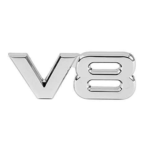 Dsycar 3D Metal Emblem Truck Car Badge Sticker Silver V8 Replacement for Universal Cars - Image 1
