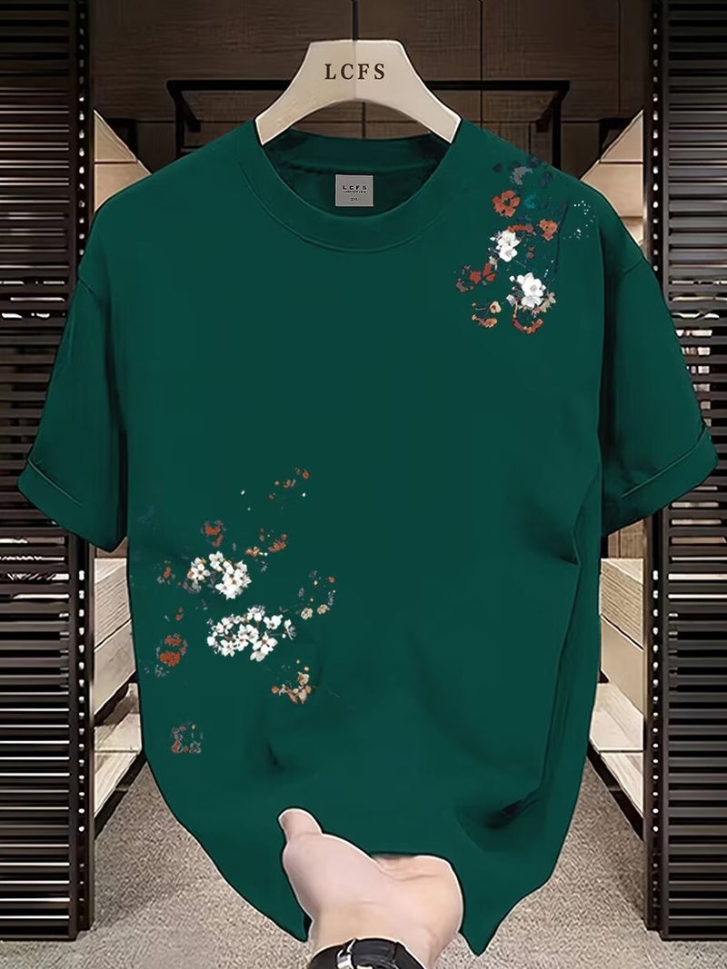 Teenager Heavy Short-Sleeved T-Shirt National Style New Fashion Breathable Casual All-Match Round Neck Design Loose Short-Sleeved Daily - Image 3