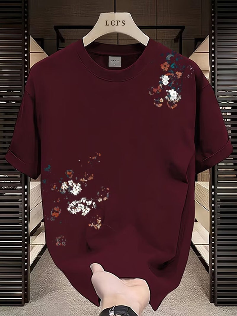 Teenager Heavy Short-Sleeved T-Shirt National Style New Fashion Breathable Casual All-Match Round Neck Design Loose Short-Sleeved Daily - Image 2