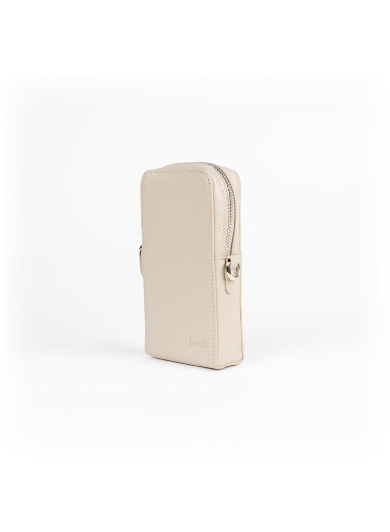 LOCH Loch Clay Beige Vegan Leather Pouch with Silver Accessories