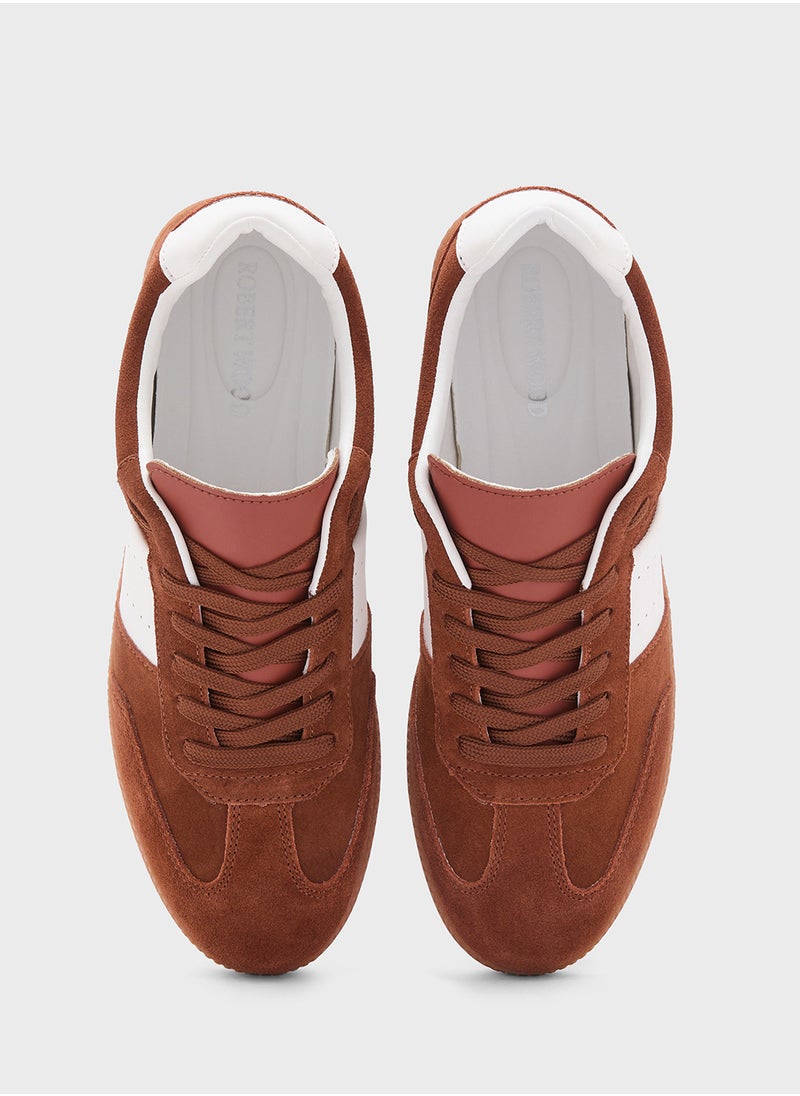 Robert Wood - Genuine Suede Leather Retro Sneakers - Image 1