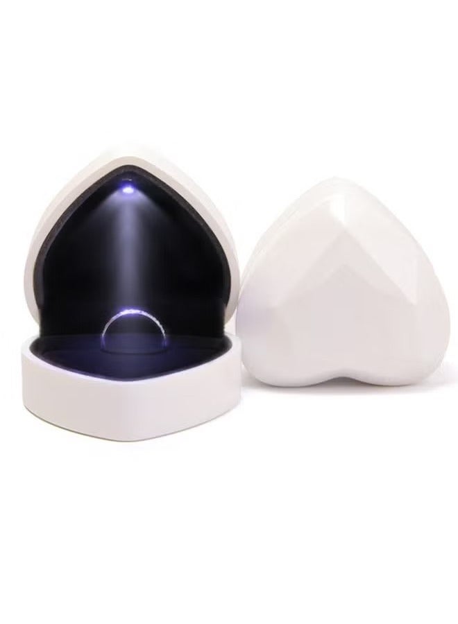 علبة هدية خاتم على شكل قلب مع ضوء LED ، علبة مجوهرات من الأقراط المخملية مع الضوء ، صندوق عرض المجوهرات لحفل الزفاف والخطوبة والاقتراح وعيد الميلاد والذكرى السنوية (أبيض) - Image 3