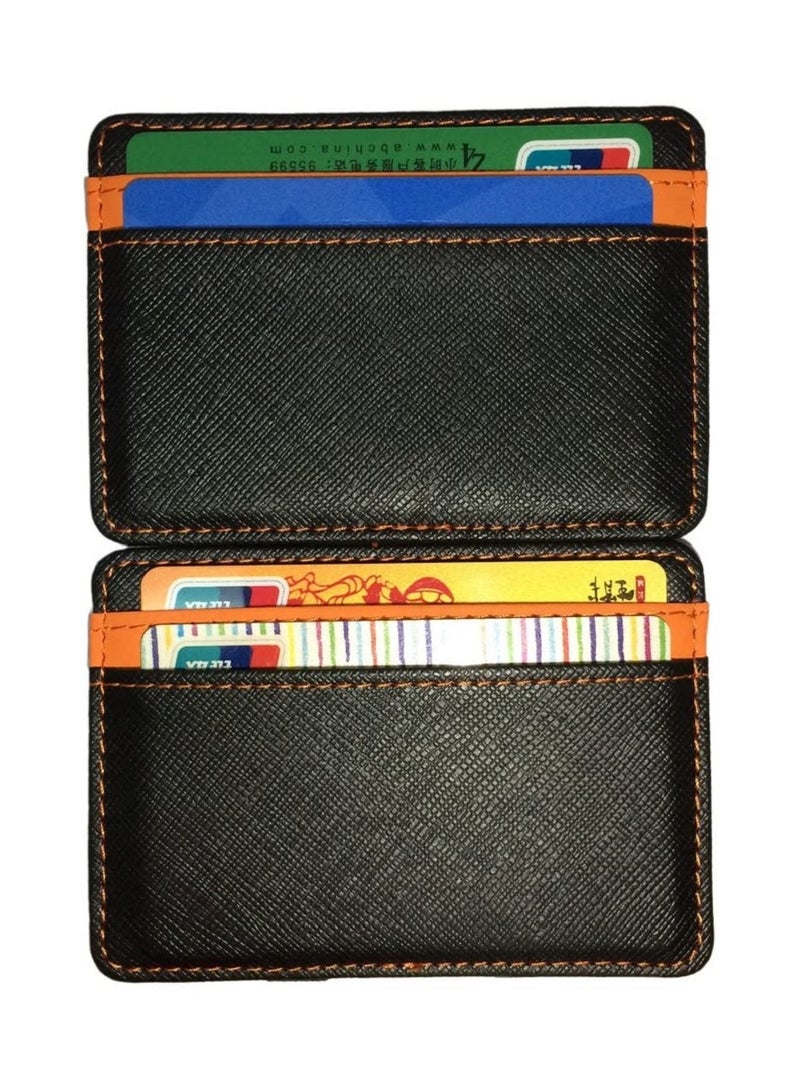 Zikra محفظة بطاقات الائتمان السحرية 4 فتحات بطاقات مشبك نقود مرن جلد PU محفظة نحيفة لحامل بطاقات الائتمان للرجال والنساء محفظة لياقة بدنية بطاقة هوية بطاقة عمل نقود - Image 3