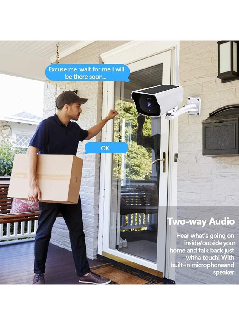 AROAQ كاميرات مراقبة تعمل بالطاقة الشمسية، خارجية لاسلكية، بدقة 1080 بكسل عالية الدقة، كاميرا واي فاي تعمل بالطاقة الشمسية، كاميرا مراقبة خارجية لأمن المنزل الذكي، كاميرا مراقبة فيديو CCTV، كاميرا IP لكشف الحركة للأمن (مع بطاقة 32 جيجابايت) - Image 2