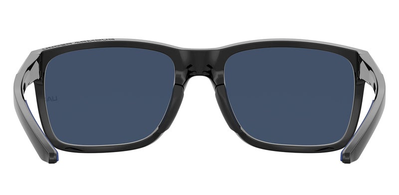 UNDER ARMOUR نظارات شمسية مستطيلة UA Hustle، إطار أسود لامع مع عدسات زرقاء أفيون - Image 4