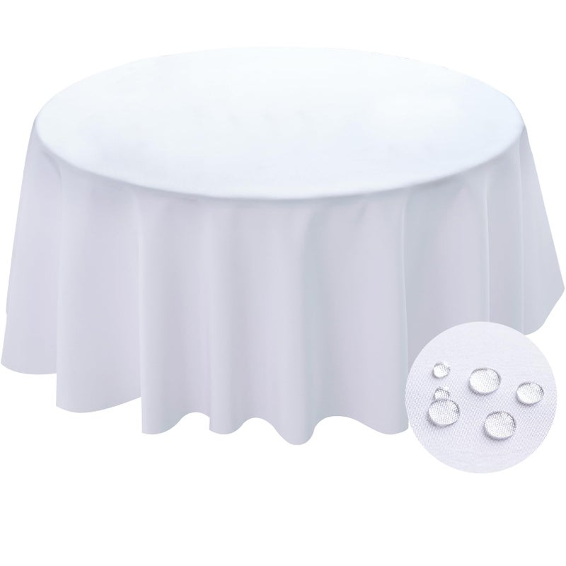 BYDOLL Table Cloth Round 60 Inch Tablecloth Fits Max50 Inch Diameter TopWhite Washable Outdoor Winkle and Stain Resistant Spillproof Polyester Tablecloths for Round Tables Party Cover